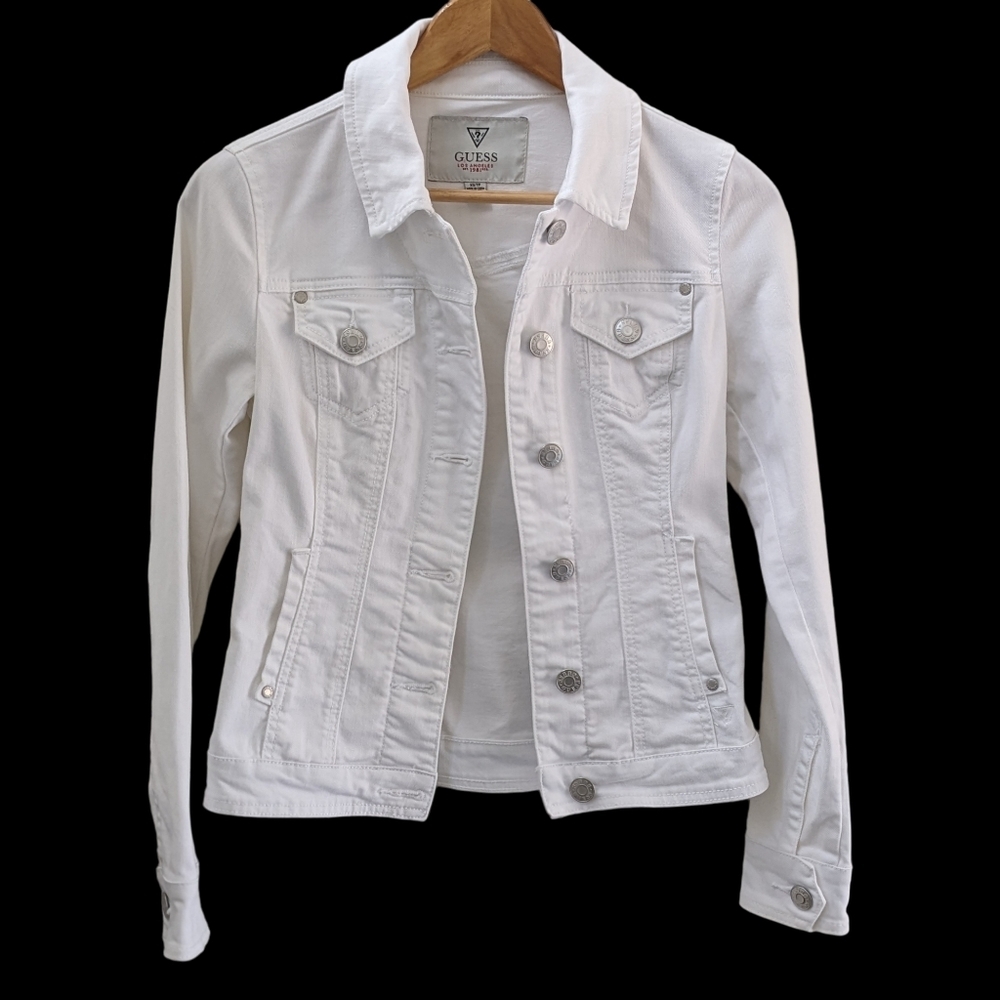 Guess White Denim Jean Jacket
